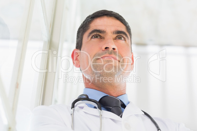 Thoughtful doctor in hospital