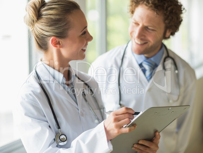 Doctors discussing in hospital