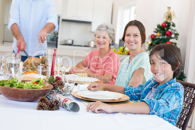 Family having Christmas meal