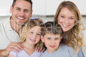 Portrait of family smiling together