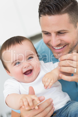 Happy baby with father