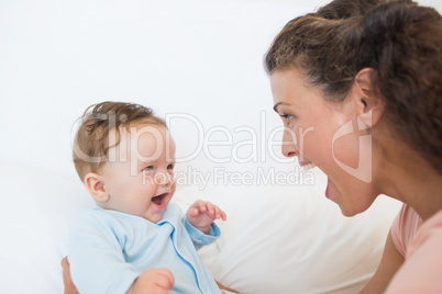 Happy woman and baby