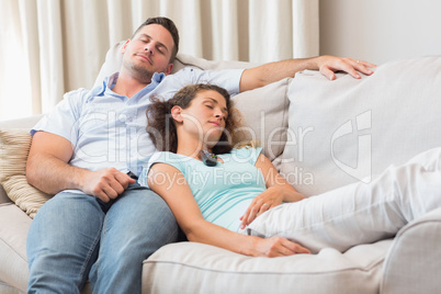 Couple relaxing on sofa