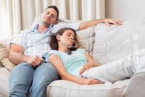 Couple relaxing on sofa