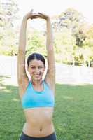 Woman stretching at park