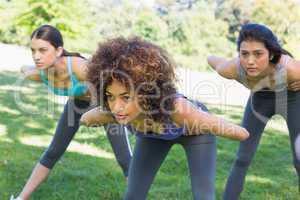 Dedicated women exercising