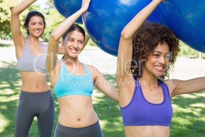 Sporty women exercising