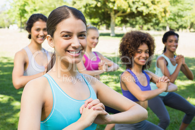 Multiethnic women exercising in park