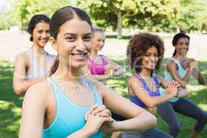 Multiethnic women exercising in park