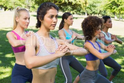 Sporty women exercising outdoors