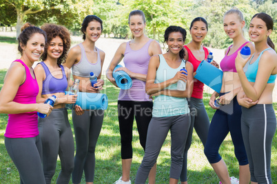 Sporty female friends in park