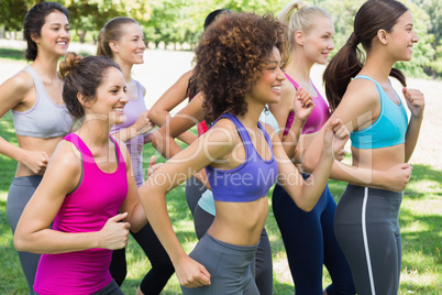 Women jogging in park