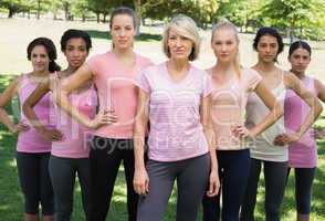 Women supporting breast cancer awareness
