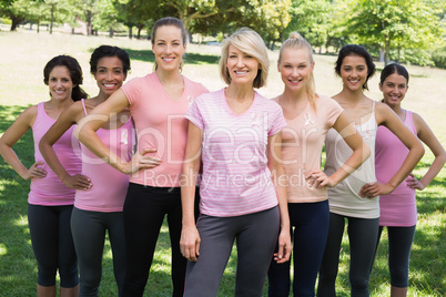 Women participating in breast cancer awareness