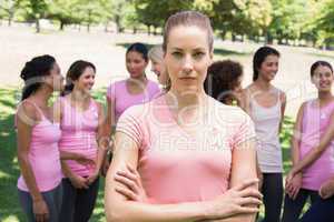 Female volunteer at breast cancer campaign