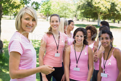 Confident participants at breast cancer campaign