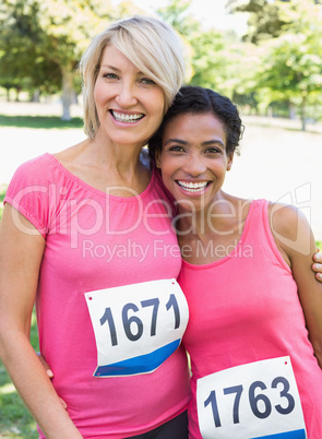 Women participating in breast cancer marathon