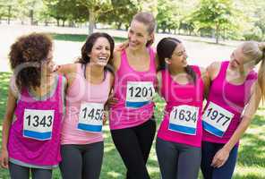 Women participating in breast cancer marathon