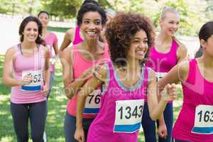 Participants of breast cancer marathon running