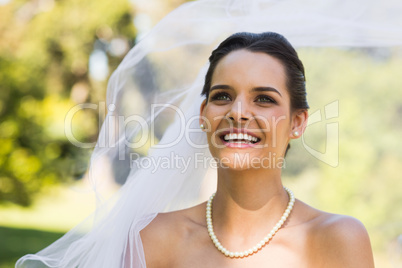 Close-up of a happy young beautiful bride