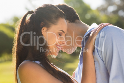 Loving and happy couple at park