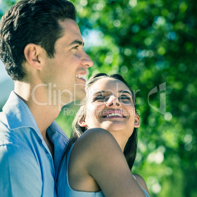 Loving and happy couple at park