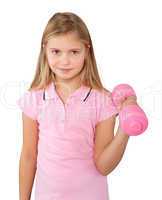 girl exercising with dumbbell