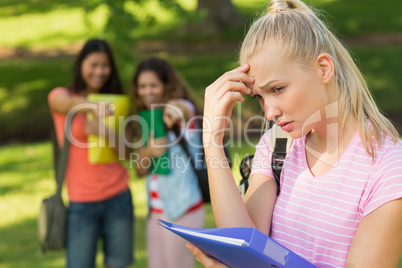 Female being bullied by group of students