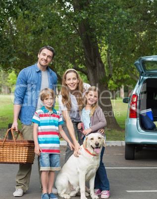 Family with two kids at picnic