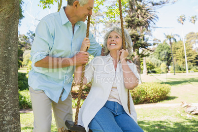 Loving mature couple at park