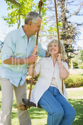 Loving mature couple at park