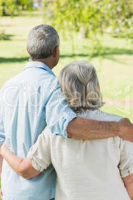 Loving mature couple at park