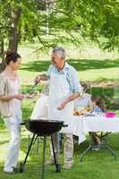 Extended family having lunch in the lawn