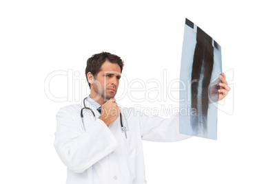 Focused doctor analysing xray