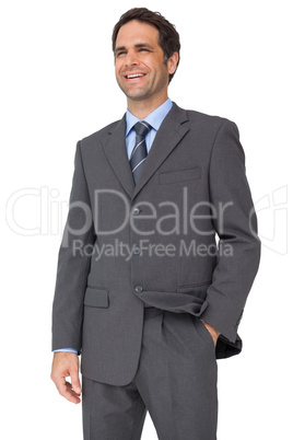 Handsome businessman laughing