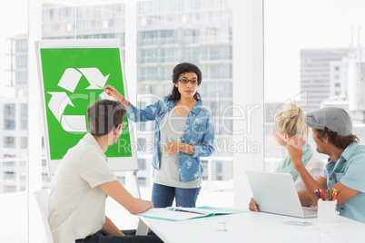 Casual team having meeting about eco policy