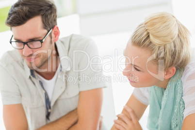 Closeup of a concentrate young man and woman Closeup of a concentrate young man and woman