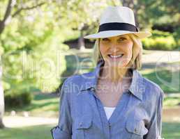 Happy woman in park