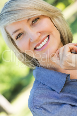 Smiling woman in park