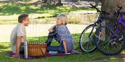 Couple enjoying picnic in park