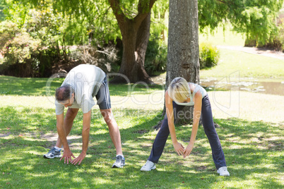 Couple exercising in the park