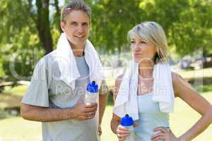 Fit couple in the park