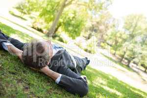 Businessman relaxing in park