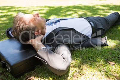 Businessman resting in park