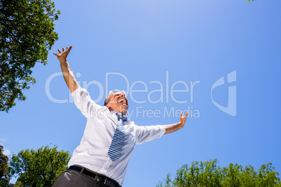 Excited businessman screaming
