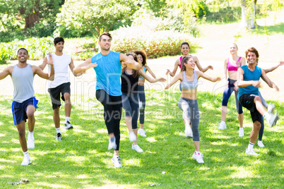 People exercising in the park