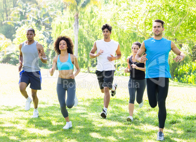 People running together in park