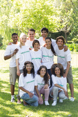 Confident volunteers in park