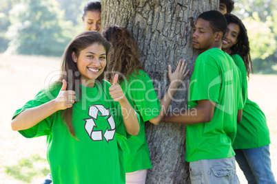 Environmentalist showing thumbs up
