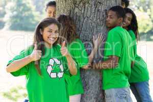 Environmentalist showing thumbs up